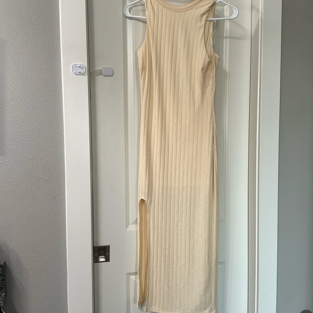 Open back cream dress